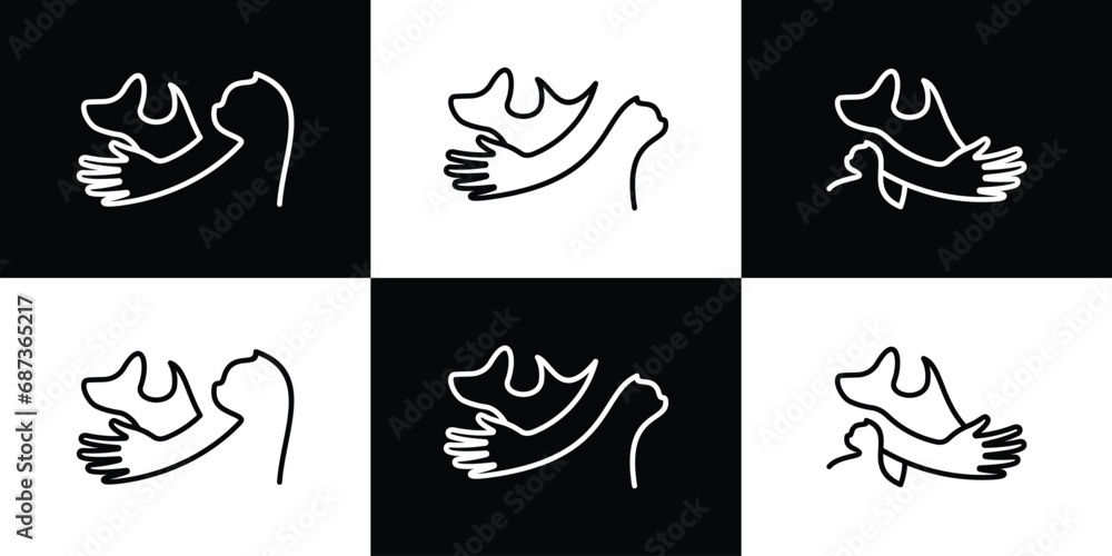 pet care logo design, minimalist line. pet care logo design, minimalist line.