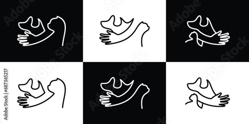 pet care logo design, minimalist line.