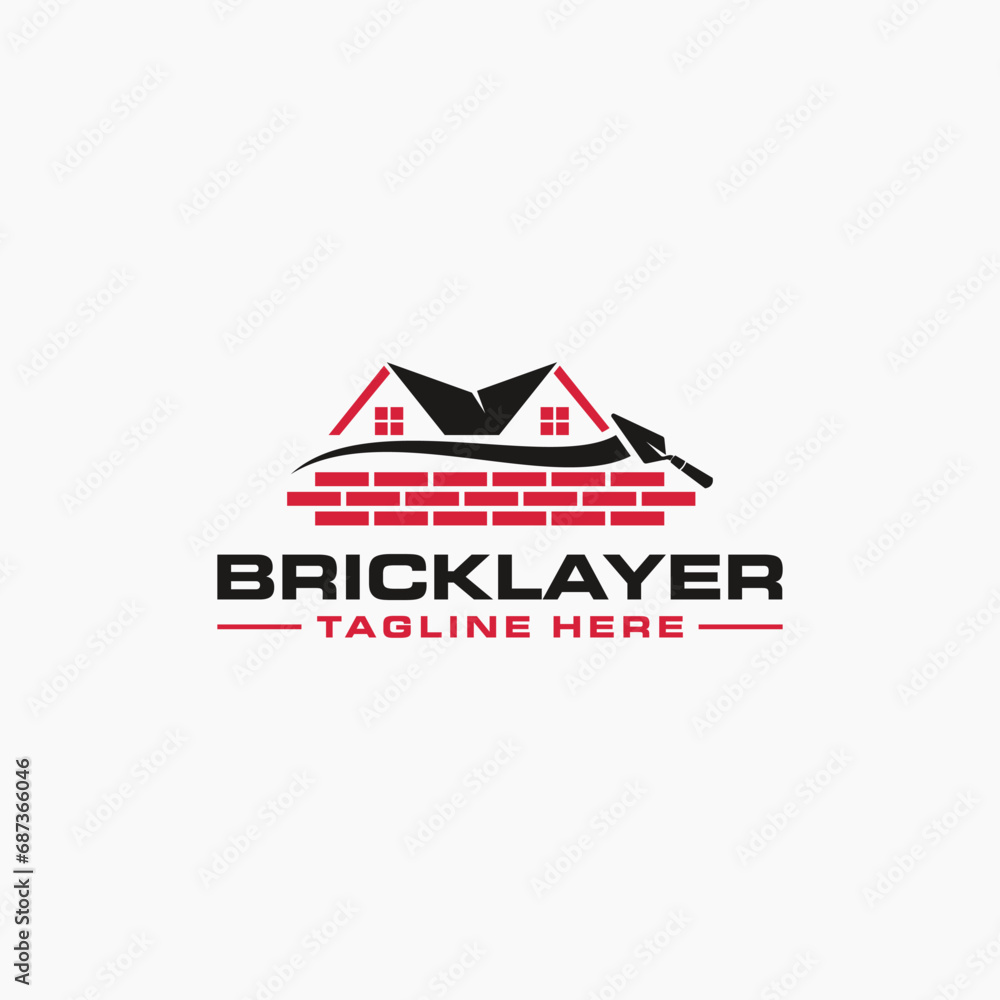Masonry brick wall construction logo template design 1