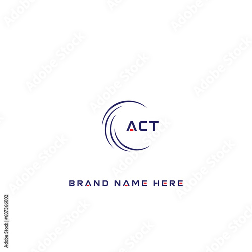 ACT logo. A C T design. White ACT letter. ACT, A C T letter logo design. Initial letter ACT linked circle uppercase monogram logo. A C T letter logo vector design.	
