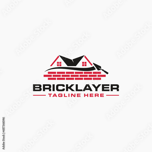 Masonry brick wall construction logo template design 1