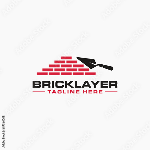 Masonry brick wall construction logo template design 2