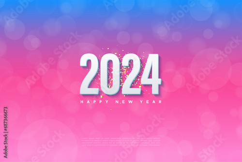 2024 new year celebration with pretty bubble background. design premium vector.