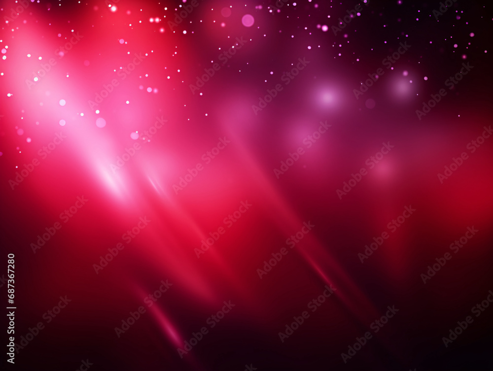 Fototapeta premium Sparkling red glitter Christmas background, abstract bokeh glowing scene illustration