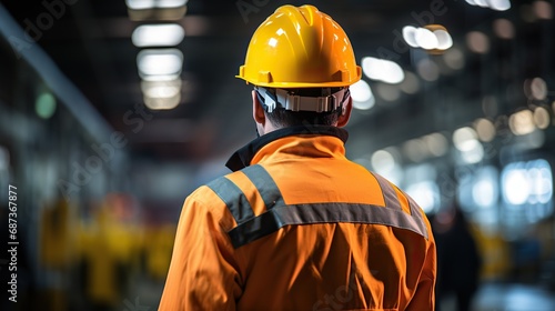 Industrial Engineers in Hard Hats.Work at the Heavy Industry Manufacturing Factory.industrial worker indoors in factory. man working in an industrial factory.Safty first concept.