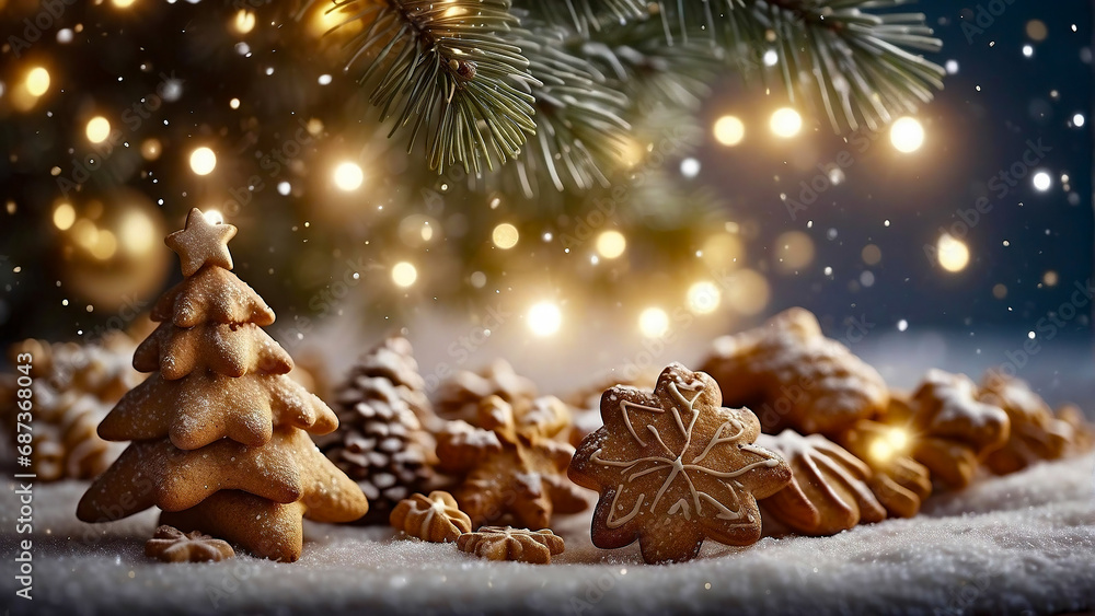 Christmas, Winter scenery, Christmas Card, Xmas Card, Background, Christmas Cookies