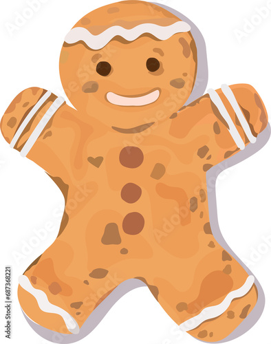 Christmas gingerbread cookie illustration  Transparent background.