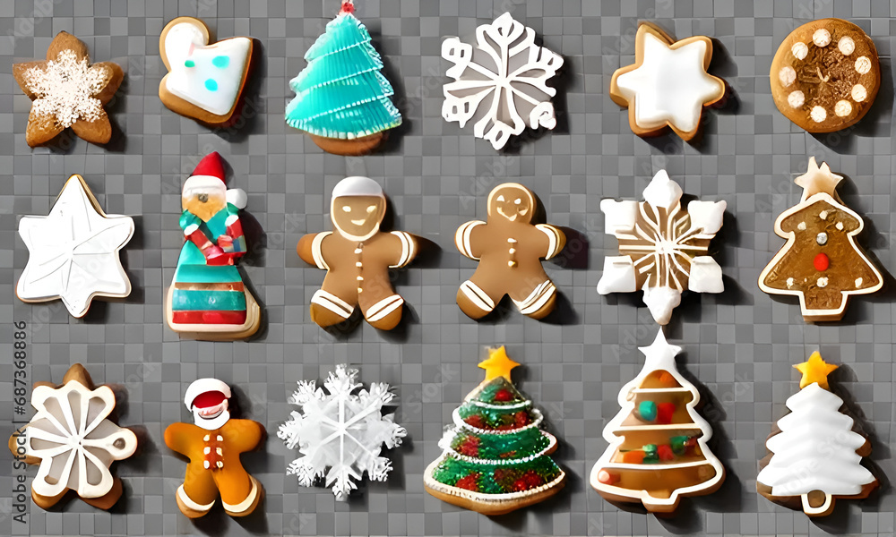 Merry Christmas with homemade cookies on wood table background , christmas gingerbread cookies