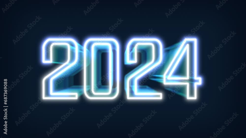 The hologram 2024 letters rotate slowly in a VR world (virtual reality). A colorful world. Demonstrates depth 3D rendering The hologram 2024 letters rotate slowly in a VR world (virtual reality). A colorful world. Demonstrates depth 3D rendering