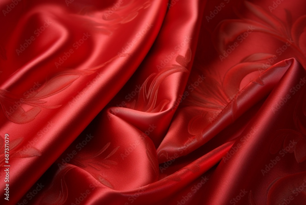 Obraz premium luxury red fabric texture background. generative ai