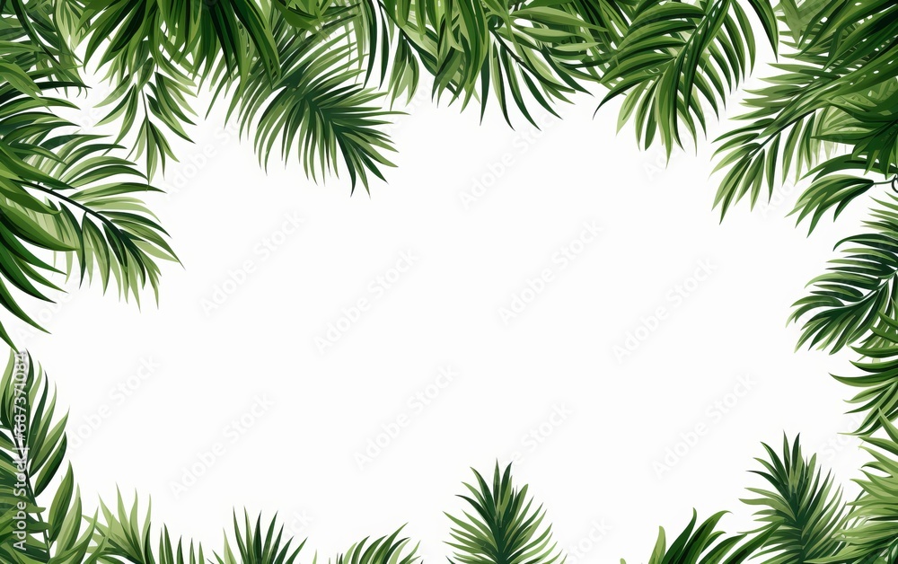 frame of palm leaves isolated