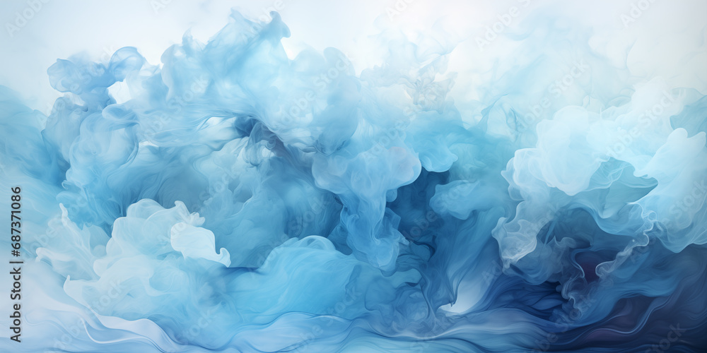 Water snow wavy abstract isolated background for copy space text. Blue frozen ocean flowing motion. Watercolor effect snow storm backdrop. Snowy holiday travel winter cartoon by Vita - obrazy, fototapety, plakaty 