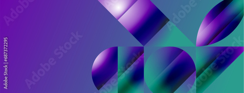 Serene gradient template. Circles and triangles mingle in minimalist perfection. Gentle fusion of forms and hues creates balanced yet captivating backdrop, embodying modern sophistication