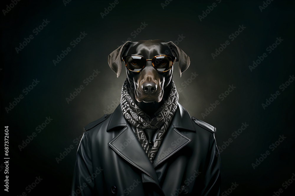 Anthropomorphic Portrait of a Doberman in Stylish Attire Anthropomorphic Portrait of a Doberman in Stylish Attire