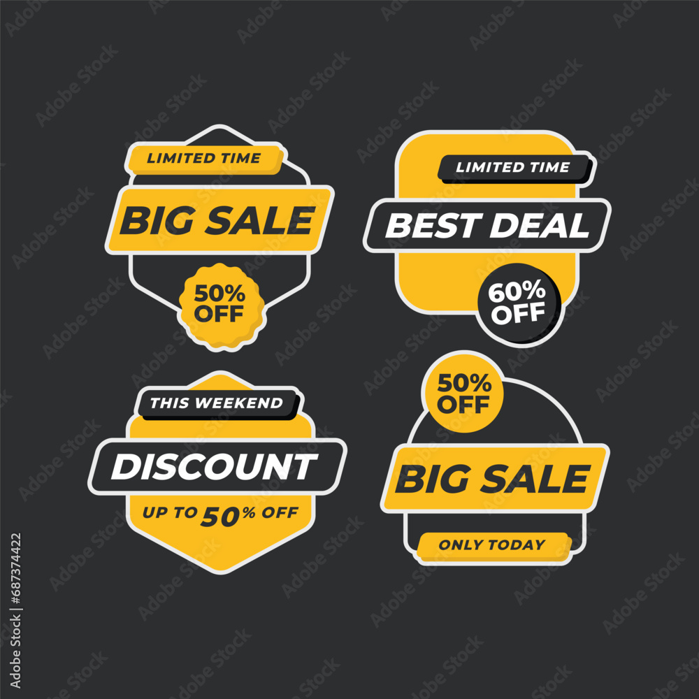 Set of flat design sales label vector