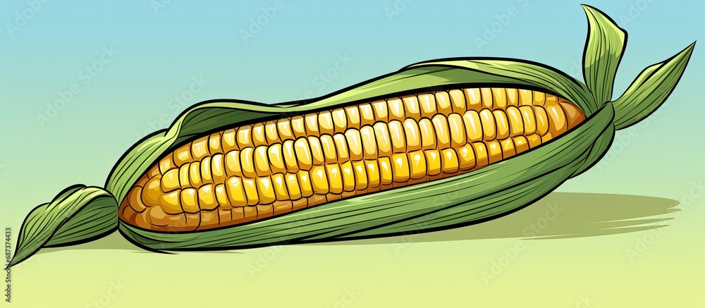 Cartoon illustration of a sweet corn cob Cartoon illustration of a sweet corn cob