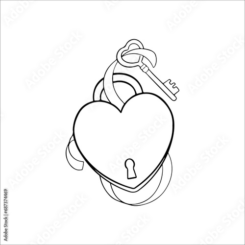 vector illustration of a heart-shaped padlock