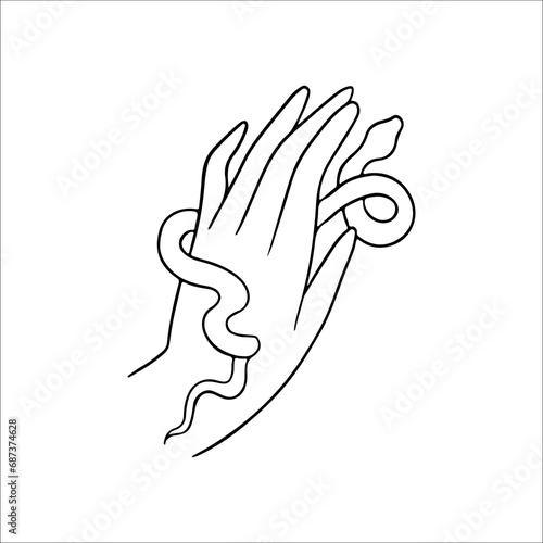 vector illustration of hand with snake