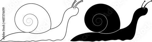 outline silhouette snail icon set