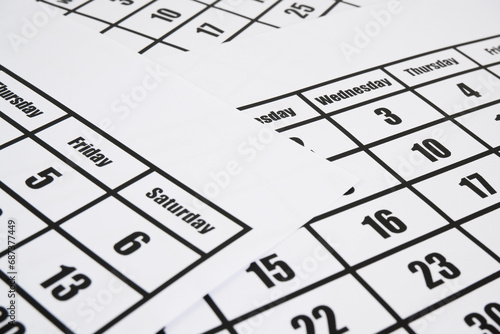 Calendar pages close up. Planning concept.