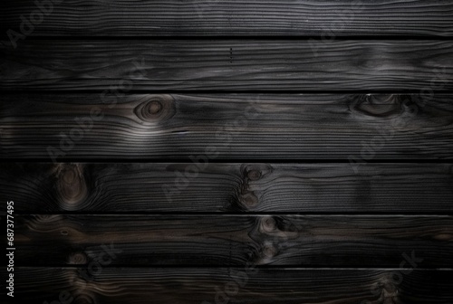 top view of black wood texture of wooden planks. generative ai