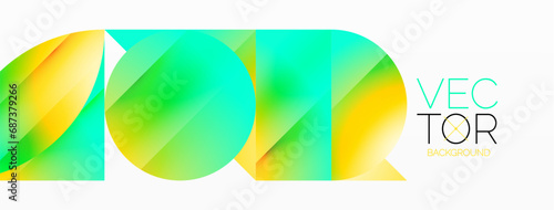 Serene gradient template. Circles and triangles mingle in minimalist perfection. Gentle fusion of forms and hues creates balanced yet captivating backdrop, embodying modern sophistication