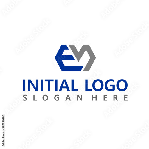 initial E and M logo or icon design vector
