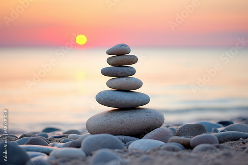 Spa nature beach harmony stones meditation stack landscape sea pebble ocean balance sunset