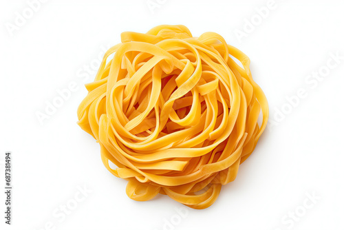yellow noodle pasta nest isolated on white background