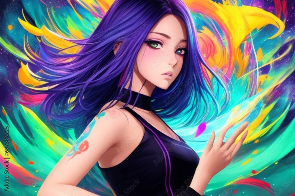 Fototapeta premium Anime Girl in a Fantasy World