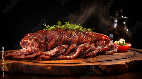 grilled pork ribs HD 8K wallpaper Stock Photographic Image 