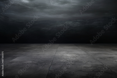 暗いコンクリートのテクスチャー背景。A dark concrete floor texture Generative AI