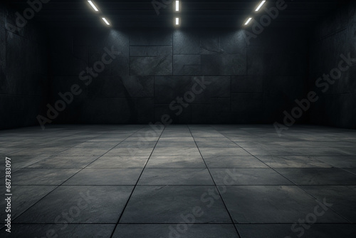 暗いコンクリートのテクスチャー背景。A dark concrete floor texture Generative AI