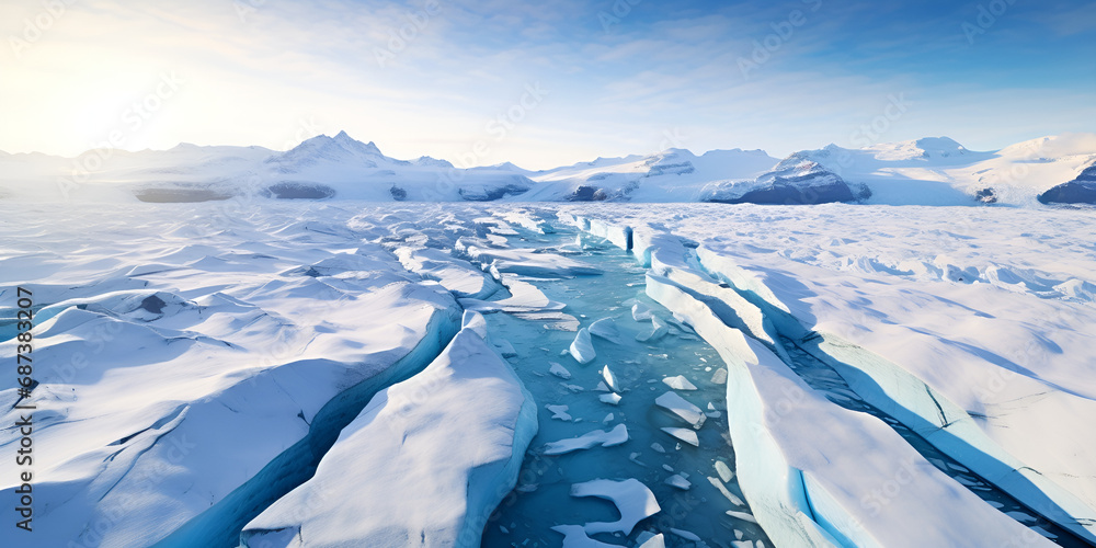 Frozen Serenity: Exploring the Mesmerizing Ice Hummocks in the Arctic Winter Wonderland