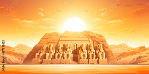 A Testament of Ancient Might Unveiling the Magnificence of The Great Temple of Ramesses background generative ai photo