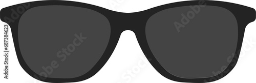 Isolated pictogram icon of black sunglasses, with dark lens and black frame photo