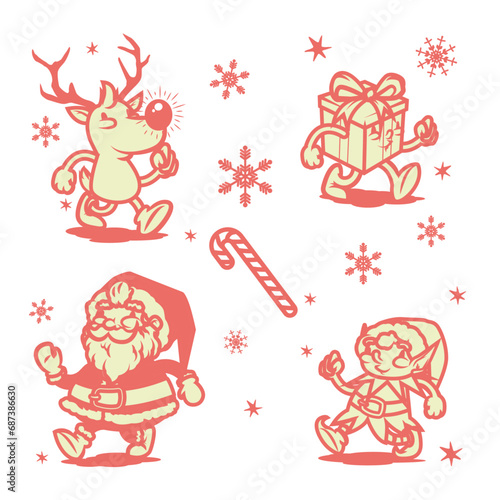 Cartoon Christmas, vectores de navidad, ilustraciones navideñas photo