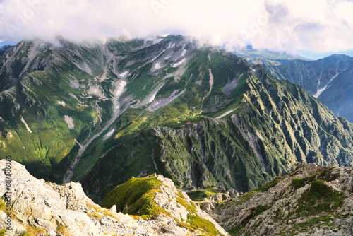 北アルプスの剱岳から眺めた剣沢 © Taka Mountain