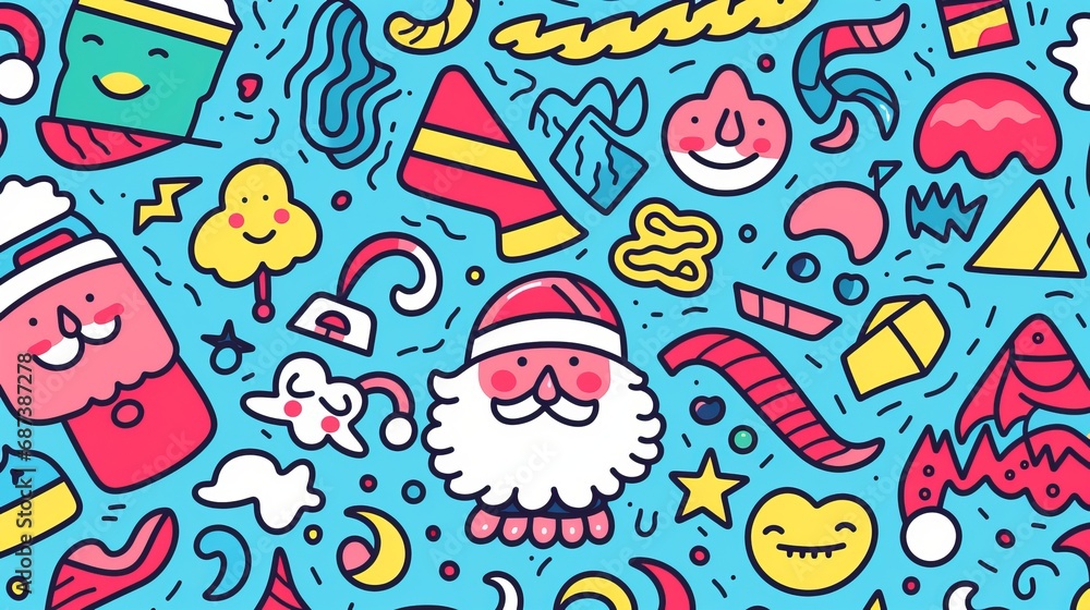 Fototapeta premium Christmas background Ilustration of traditional Santa Claus or Father Christmas. Festive Holiday design for greeting card, cover or poster. Generative AI
