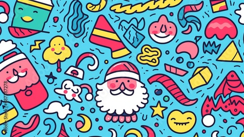 Christmas background Ilustration of traditional Santa Claus or Father Christmas. Festive Holiday design for greeting card  cover or poster. Generative AI