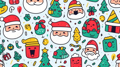 Christmas background Ilustration of traditional Santa Claus or Father Christmas. Festive Holiday design for greeting card, cover or poster. Generative AI