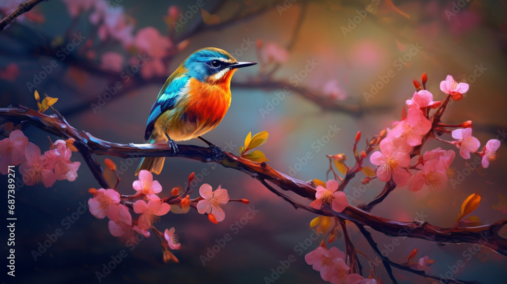 Spring colorful bird generative 