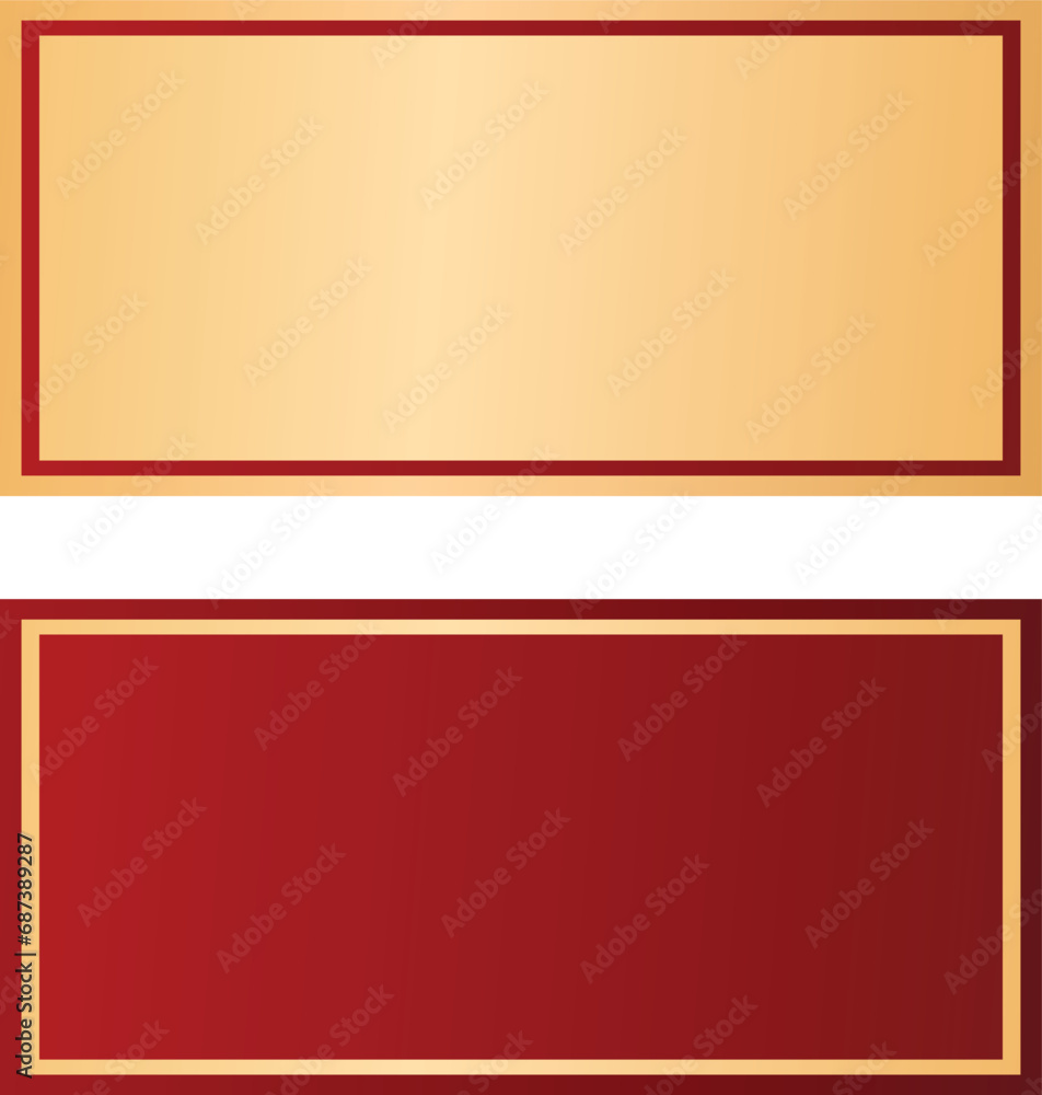 Various blank gold and red rectangle frame border banner clipart set
