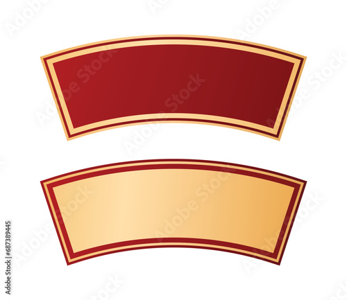 Flat golden red curve scroll label banner symbol frame editable vector element