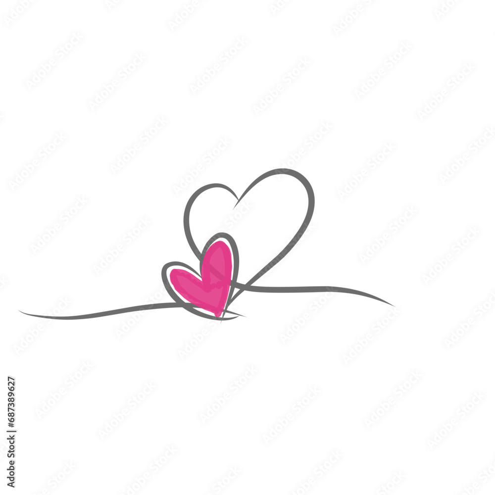 Love symbol in line art. Thin contour and romantic symbol for greeting card and web banner in simple linear style. Love symbol in line art. Thin contour and romantic symbol for greeting card and web banner in simple linear style.