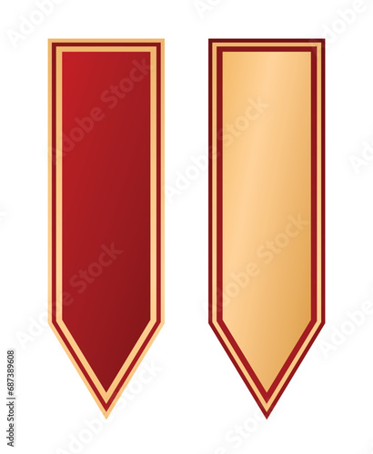 Red and gold ribbon pennant flag symbol banner editable vector graphic