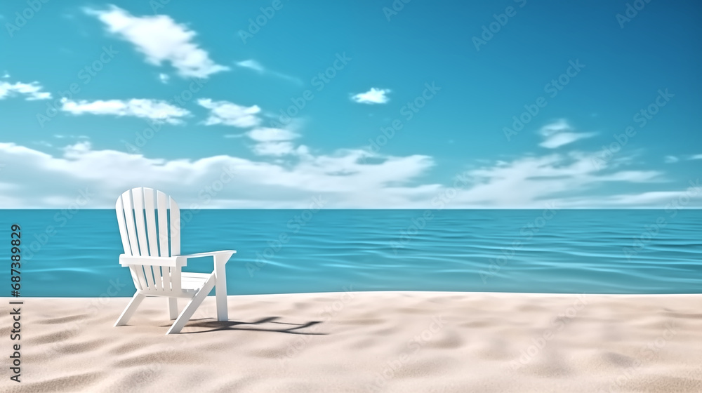 chair, blue background  summer beach concept