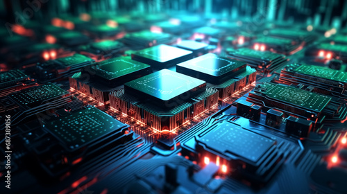 Circuit board futuristic server code processing