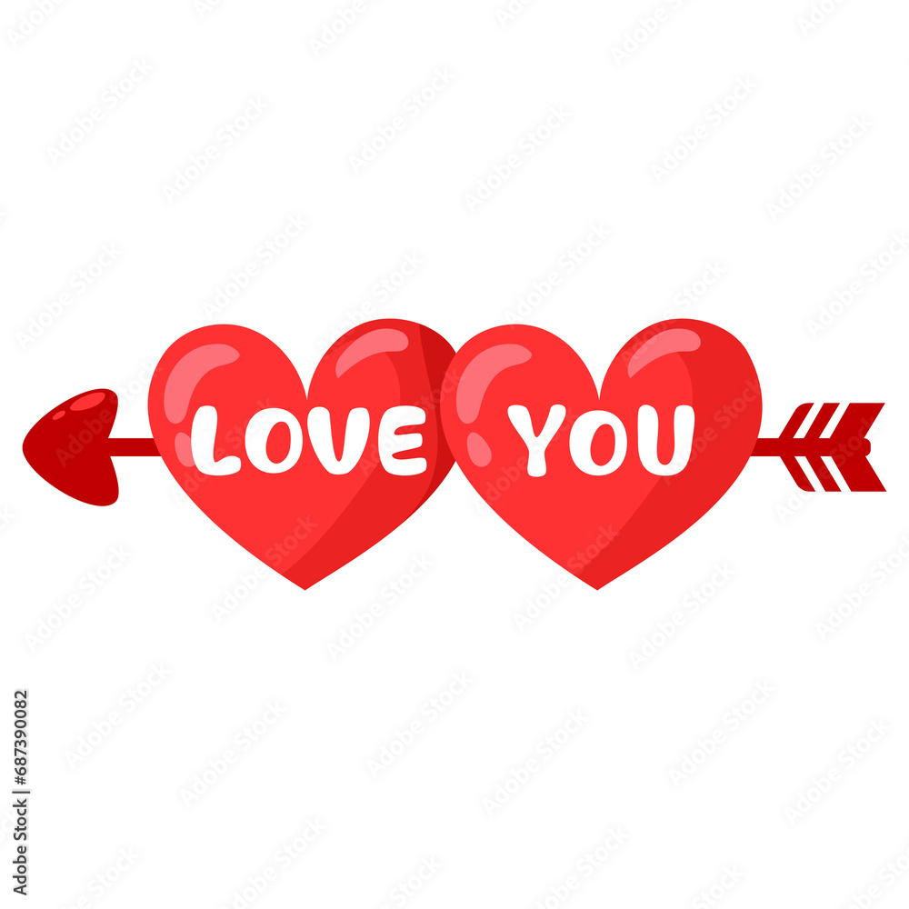 Happy Valentine's Day clipart, Love you, love text 