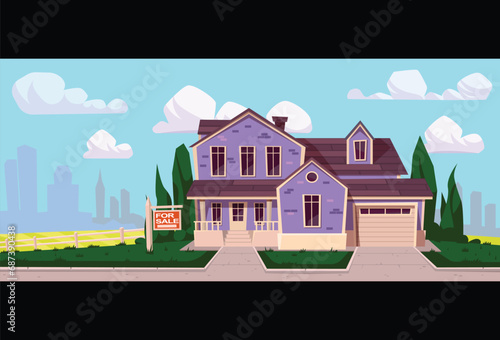 unique bungalow  house vector illustration